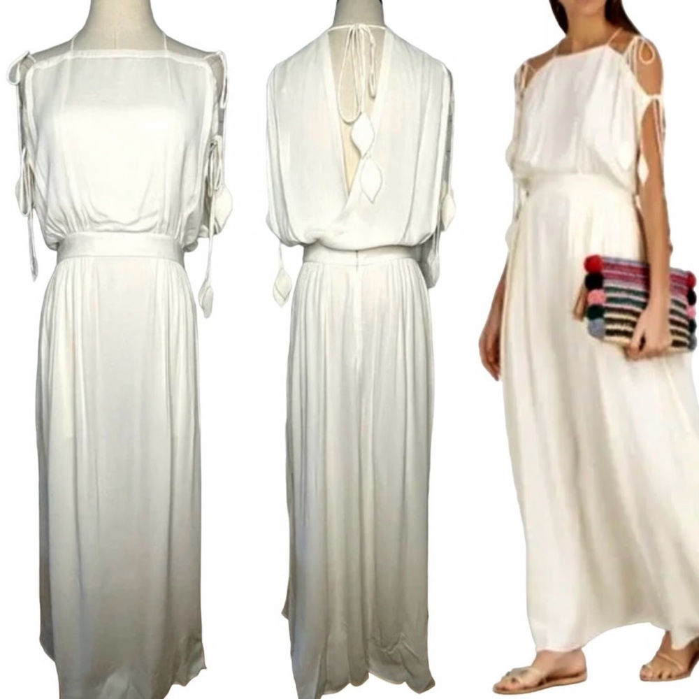 Tory Burch Cream Sleeveless Cold Shoulder Gown